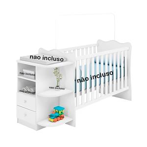 Berço Qmovi Doce Sonho com Cômoda 2 Gavetas - Branco