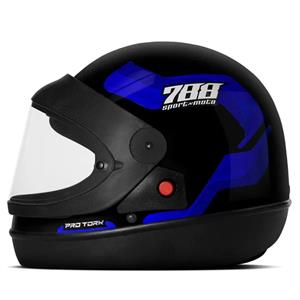 Capacete Pro Tork Sport Preto/Azul - Tam 58