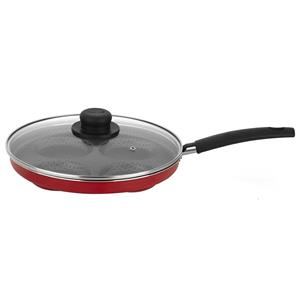 Frigideira para 4 Ovos Multiflon Gourmet em Alumínio Revestimento Antiaderente com Tampa - Vermelha