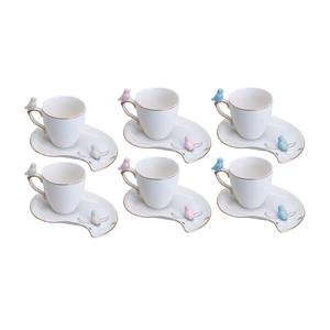 Jogo de 6 Xícaras para Café Rojemac Wolff Cute Birds em Porcelana com Pires 90ml