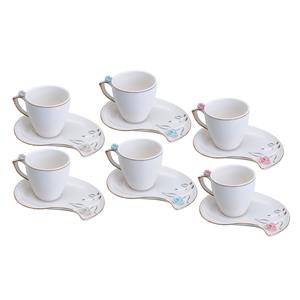 Jogo de 6 Xícaras para Café Rojemac Wolff Flower em Porcelana com Pires 90ml