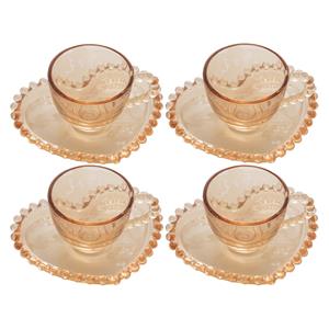 Jogo de 4 Xícaras para Café Rojemac Wolff Pearl em Cristal com Pires de Coração 85ml