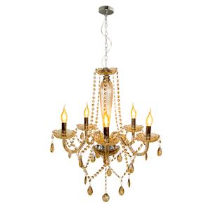 Lustre Avant Baronesa E14 em Vidro com 5 Hastes Champagne - Bivolt