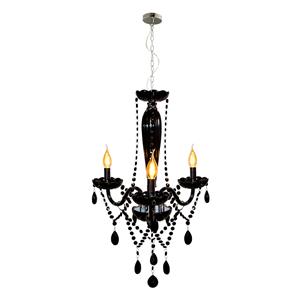 Lustre Avant Baronesa E14 em Vidro com 3 Hastes Preto Brilho - Bivolt