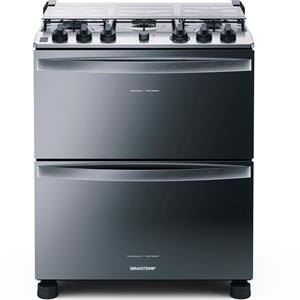 Fogão 5 Bocas Brastemp BFD5NCR Duplo Forno com Acendimento Automático Inox - 220V